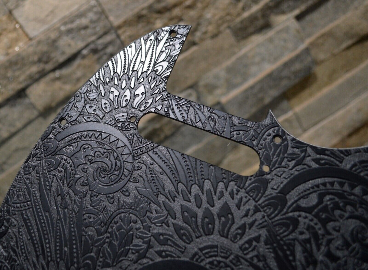 Custom Black Psychedelic Textured Pickguard - Fits Fender Telecaster - USA Made