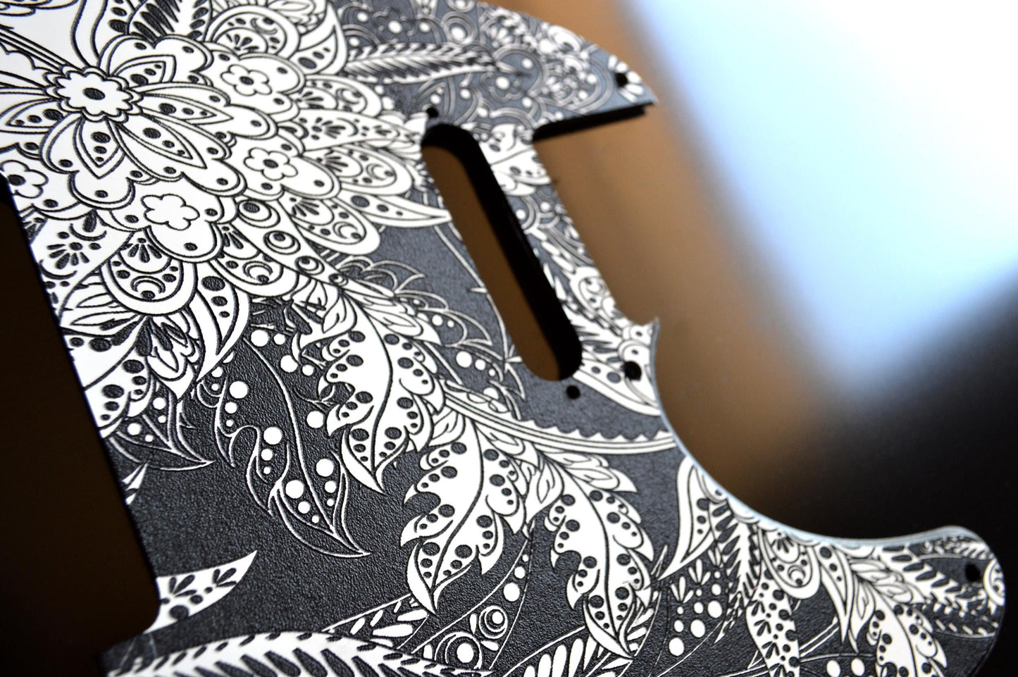 Custom Black and White Paisley Textured Pickguard - Fender Telecaster Parts