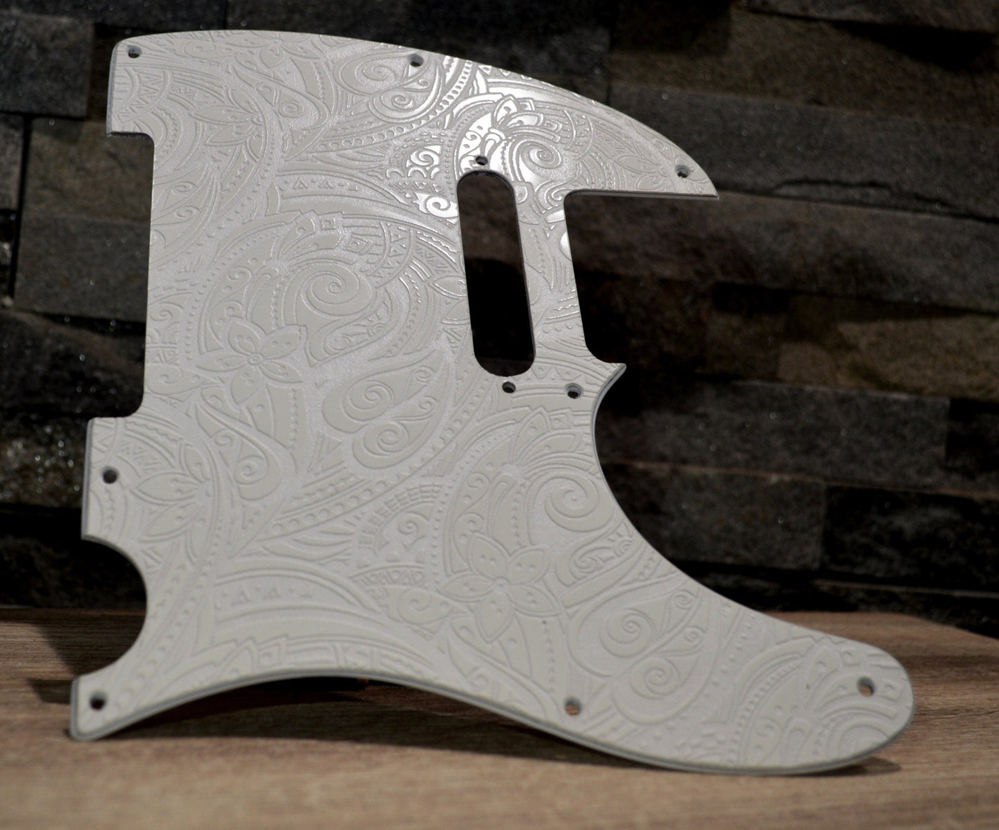 Custom White Psychedelic 2 Paisley Textured Pickguard - Fits Fender Telecaster - USA