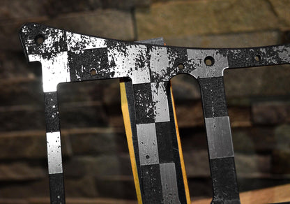 Faux Brushed Aluminum Distressed Checker Pickguard IBANEZ JEM or RG550 Japan - Plastic