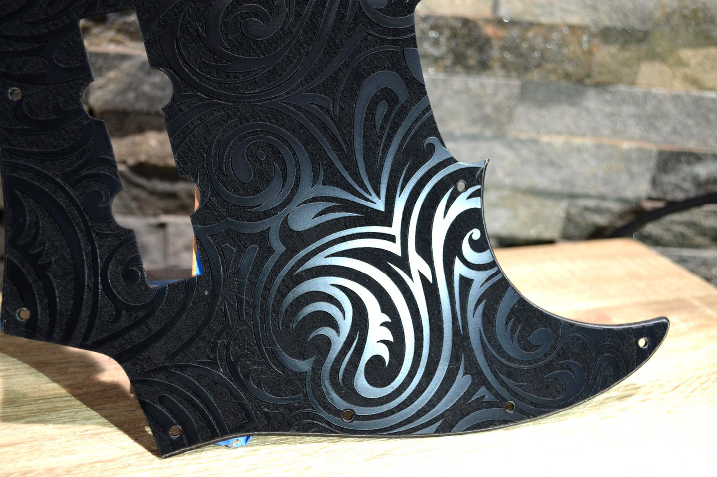 Custom Jazz Bass Pickguard J Bass Scratch Plate Black Double Textured Swirl Fits Fender USA