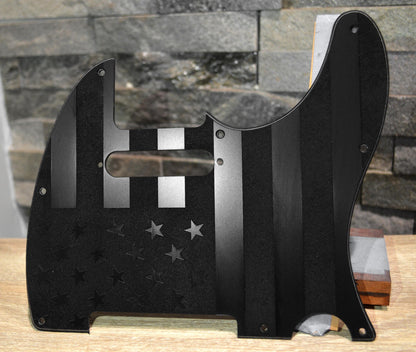 American Flag Textured Pickguard Black - Fits Fender Telecaster - USA Made