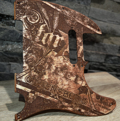 Custom Distressed Pickguard Vintage Star Brewing - Fits Fender Telecaster - USA Made