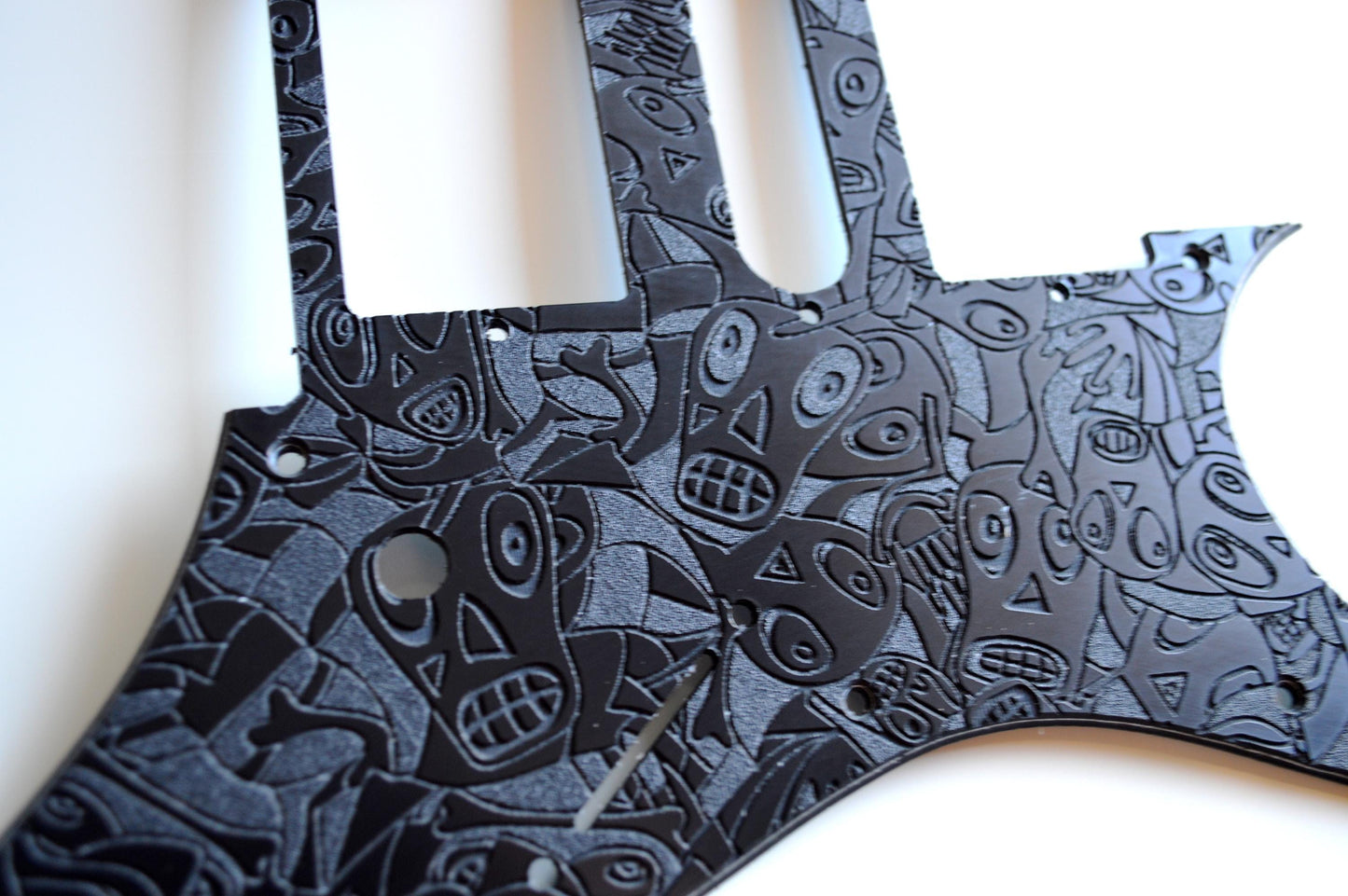 Custom Textured Black Donnie Hunt Faces Pickguard IBANEZ JEM or RG550 Japan