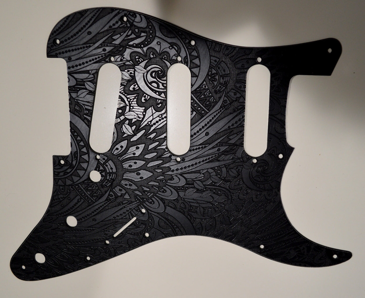 Custom Black Psychedelic Textured Pickguard Fits Fender Stratocaster - USA Made
