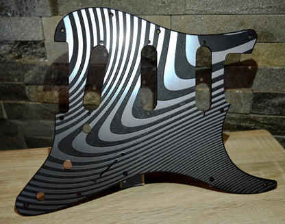 Faux Brushed Aluminum Illusionist 1 Pickguard - Fits Fender Stratocaster - USA Made