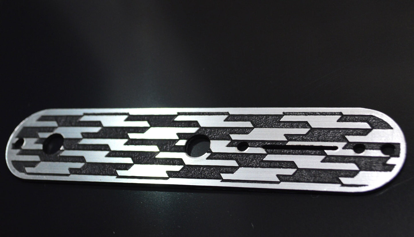 Faux Brushed Metal Control Cover - Fender Telecaster-2 knob 3 way Plastic