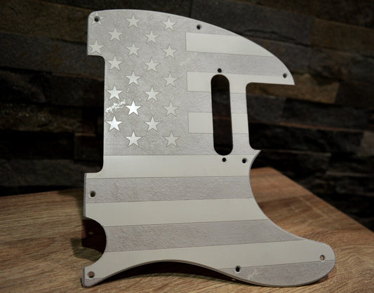 American Flag Textured Pickguard White - Fits Fender Telecaster - USA Made