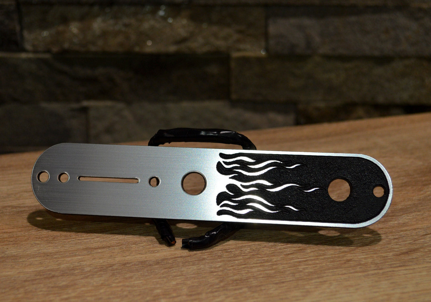 Faux Brushed Metal Flame Control Cover - Fender Telecaster-2 knob 3 way Plastic