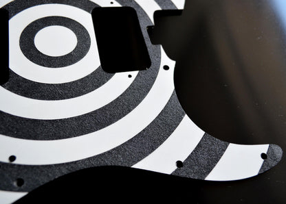 Black and White Textured Bullseye Pickguard for Charvel Pro-Mod So-Cal  Floyd Rose