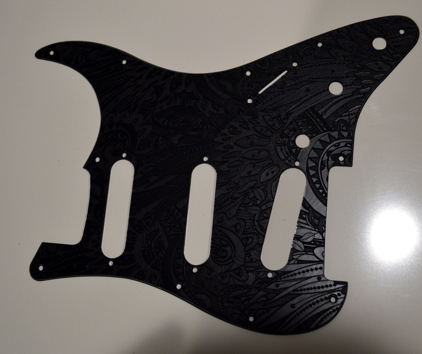 Custom Black Psychedelic Textured Pickguard Fits Fender Stratocaster - USA Made