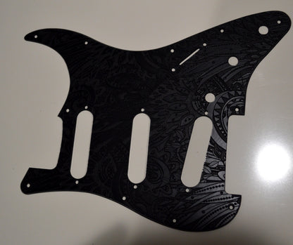 Custom Black Psychedelic Textured Pickguard Fits Fender Stratocaster - USA Made
