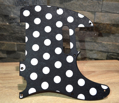 Custom Black and White Polka Dot Textured Pickguard - Fender Telecaster Parts