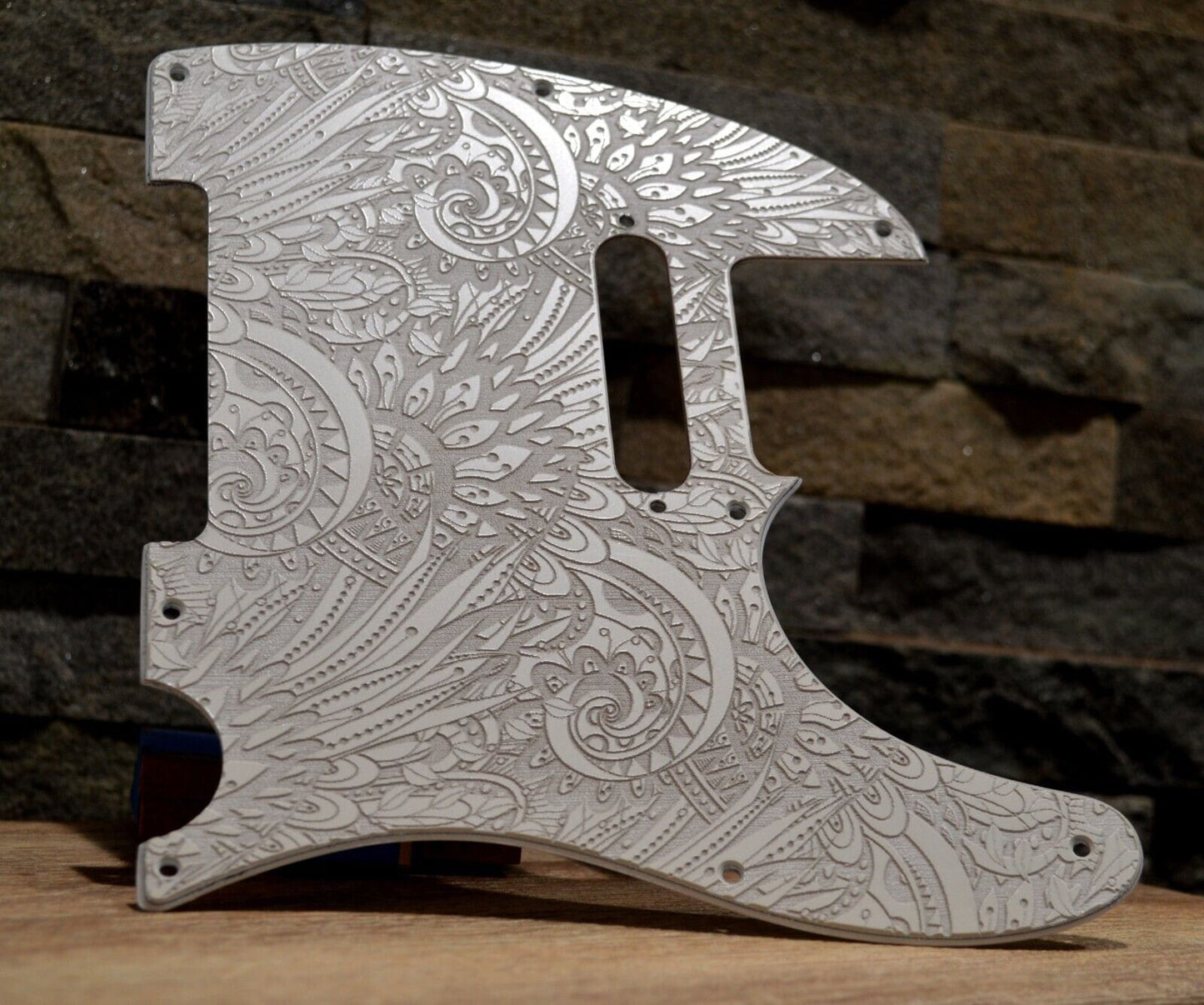 Custom Ash White Psychedelic Textured Pickguard - Fits Fender Telecaster - USA Made