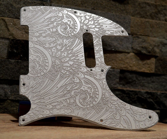 Custom Ash White Psychedelic Textured Pickguard - Fits Fender Telecaster - USA Made