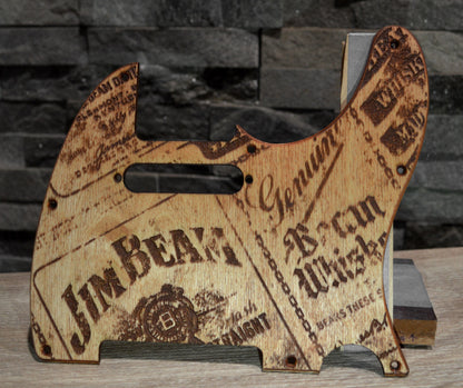 Distressed Vintage Jim Beam Label Pickguard - Fits Fender Telecaster - USA Made
