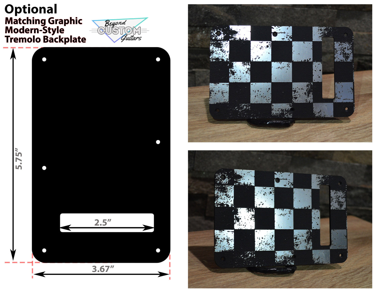 Faux Brushed Aluminum Distressed Checker Textured Pickguard - Fits Fender Stratocaster - USA Made