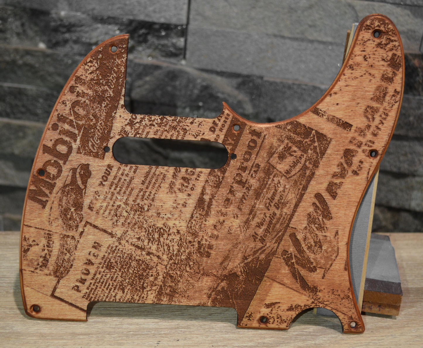 Custom Vintage Mobiloil Textured Birch Pickguard for Fender Telecaster USA Made