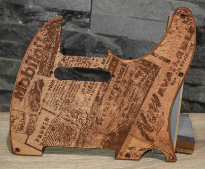Custom Vintage Mobiloil Textured Birch Pickguard for Fender Telecaster USA Made