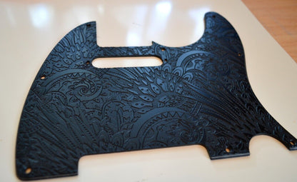 Custom Black Psychedelic Textured Pickguard - Fits Fender Telecaster - USA Made