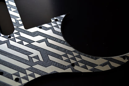 Custom Faux Brushed Metal Mosaic Pickguard IBANEZ JEM or RG550 Japan - Plastic