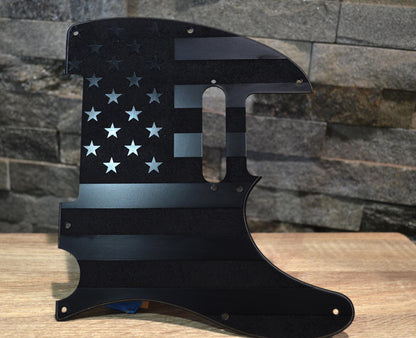 American Flag Textured Pickguard Black - Fits Fender Telecaster - USA Made