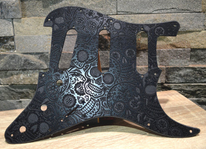 Black Sugar Skulls Textured Pickguard - Fender Stratocaster - USA
