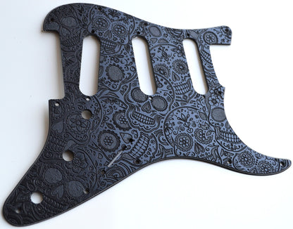 Black Sugar Skulls Textured Pickguard - Fender Stratocaster - USA