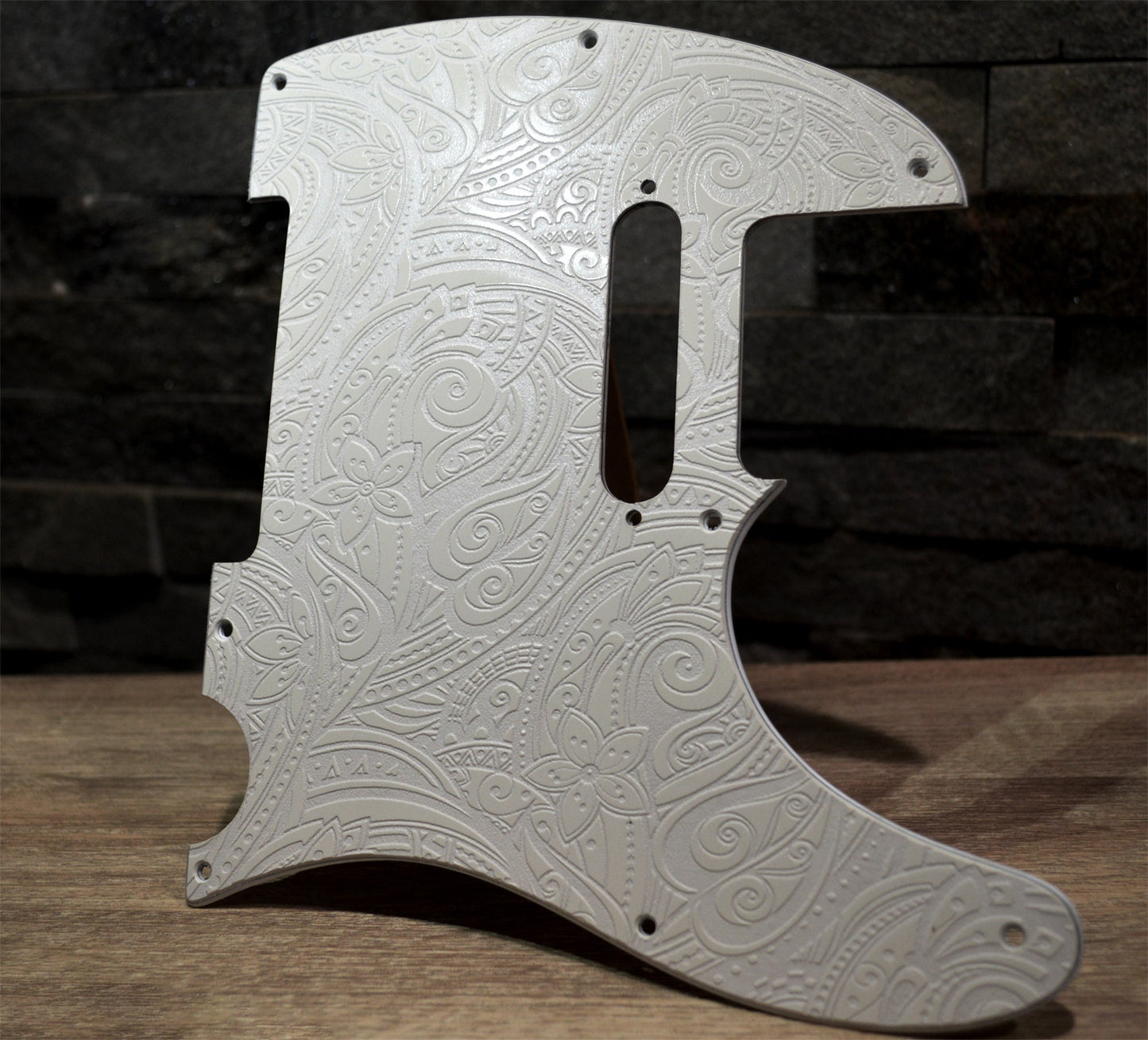 Custom White Psychedelic 2 Paisley Textured Pickguard - Fits Fender Telecaster - USA