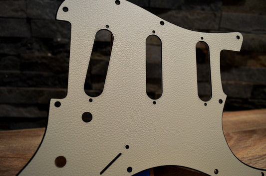 Faux White Leather Textured Pickguard - Fits Fender Stratocaster - USA Made