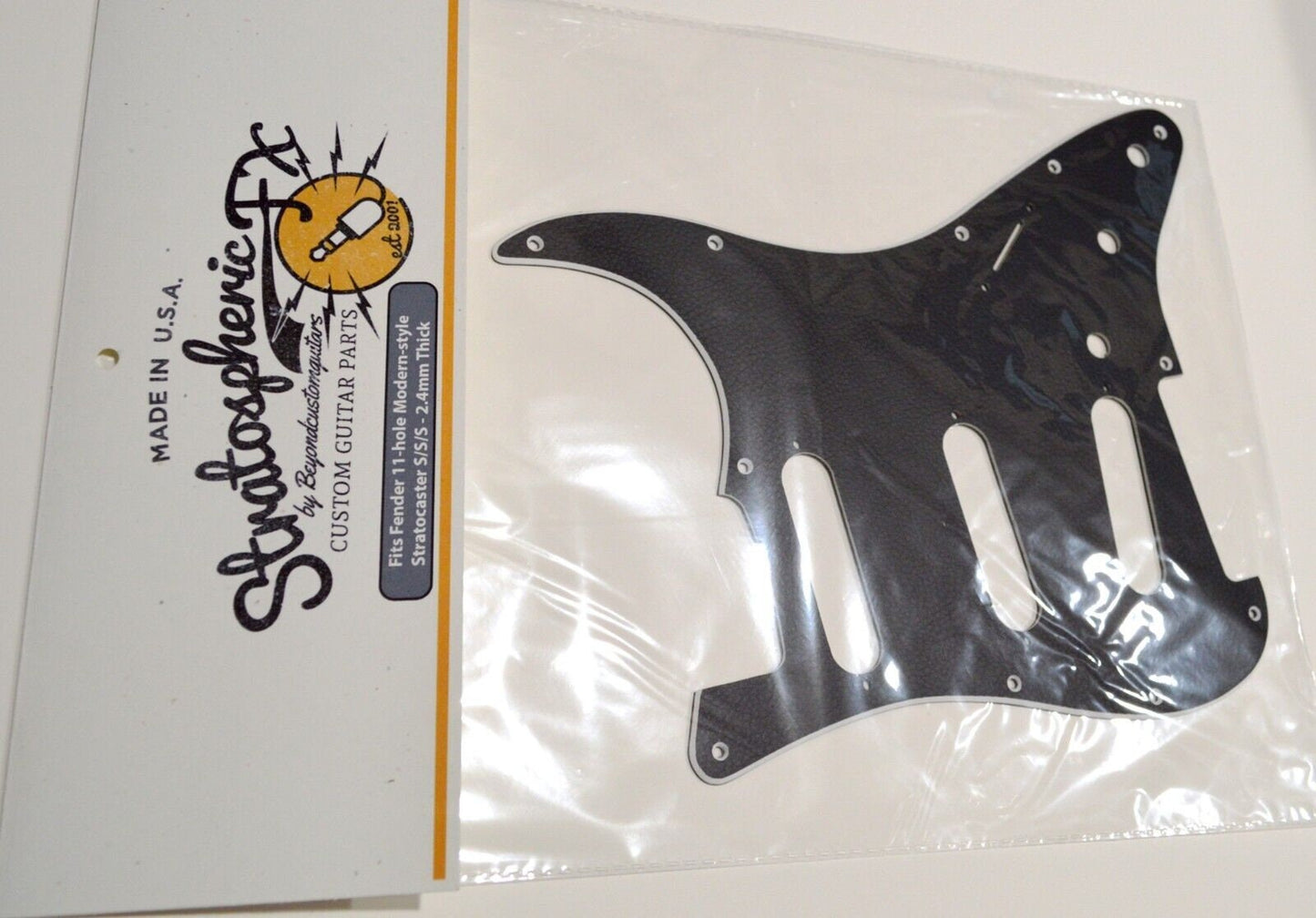 Faux Black Leather Textured Pickguard - Fits Fender Stratocaster - USA Made