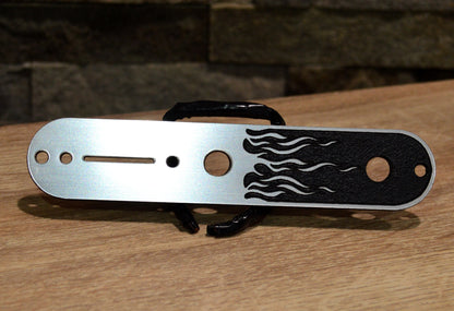 Faux Brushed Metal Flame Control Cover - Fender Telecaster-2 knob 3 way Plastic