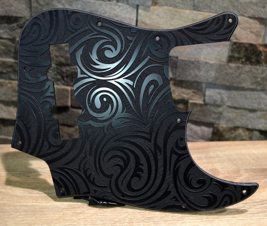 Custom Jazz Bass Pickguard J Bass Scratch Plate Black Double Textured Swirl Fits Fender USA