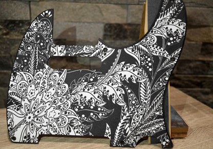 Custom Black and White Paisley Textured Pickguard - Fender Telecaster Parts