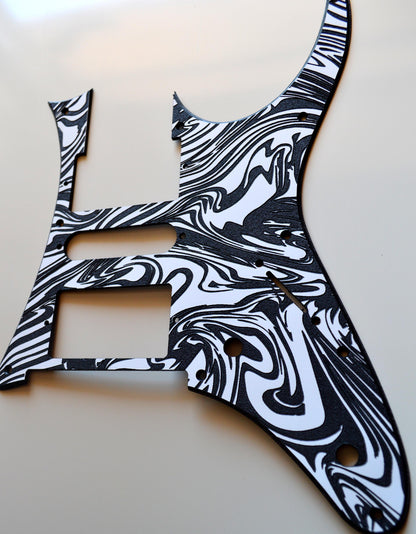 Custom Textured Black & White Swirl Pickguard IBANEZ JEM or RG550 Japan
