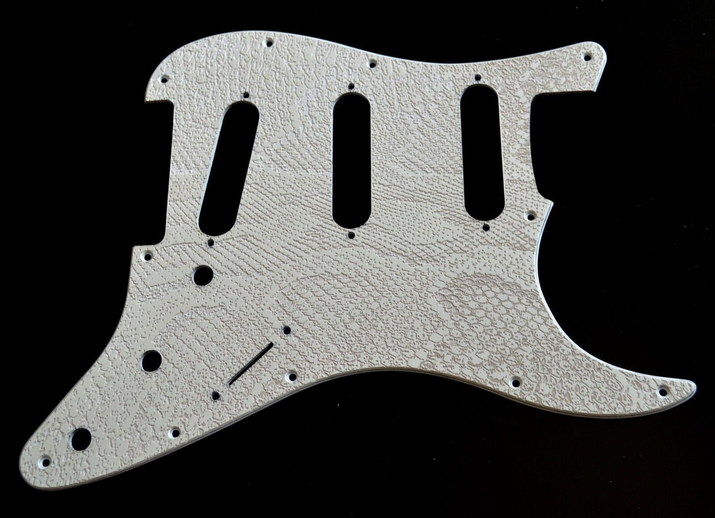 Custom White Snakeskin Textured Pickguard - Fits Fender Stratocaster - USA Made