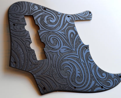 Custom Jazz Bass Pickguard J Bass Scratch Plate Black Double Textured Swirl Fits Fender USA
