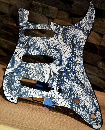 Custom 3 color Acid Flux 3 Textured Pickguard - Fits Fender Stratocaster - USA Made