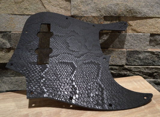 Custom Jazz Bass Pickguard J Bass Scratch Plate Black Snakeskin Fits Fender