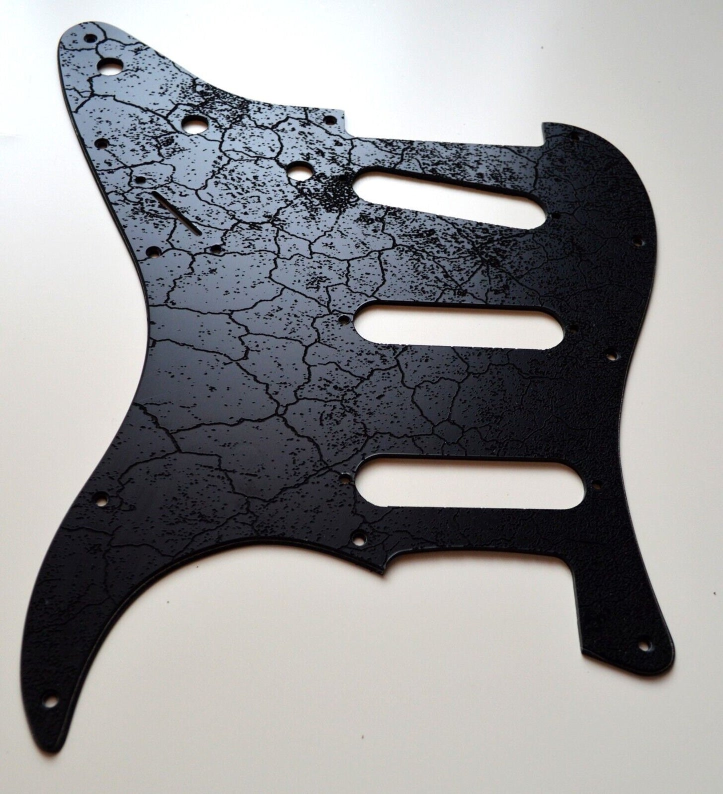 Custom Black Crackle Textured Pickguard - Fits Fender Stratocaster - USA Made