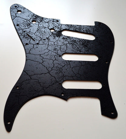 Custom Black Crackle Textured Pickguard - Fits Fender Stratocaster - USA Made