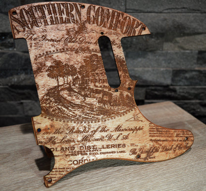 Distressed vintage southern comfort birch pickguard - Fits Fender Telecaster - USA Made