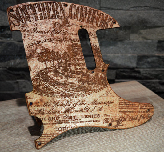 Distressed vintage southern comfort birch pickguard - Fits Fender Telecaster - USA Made