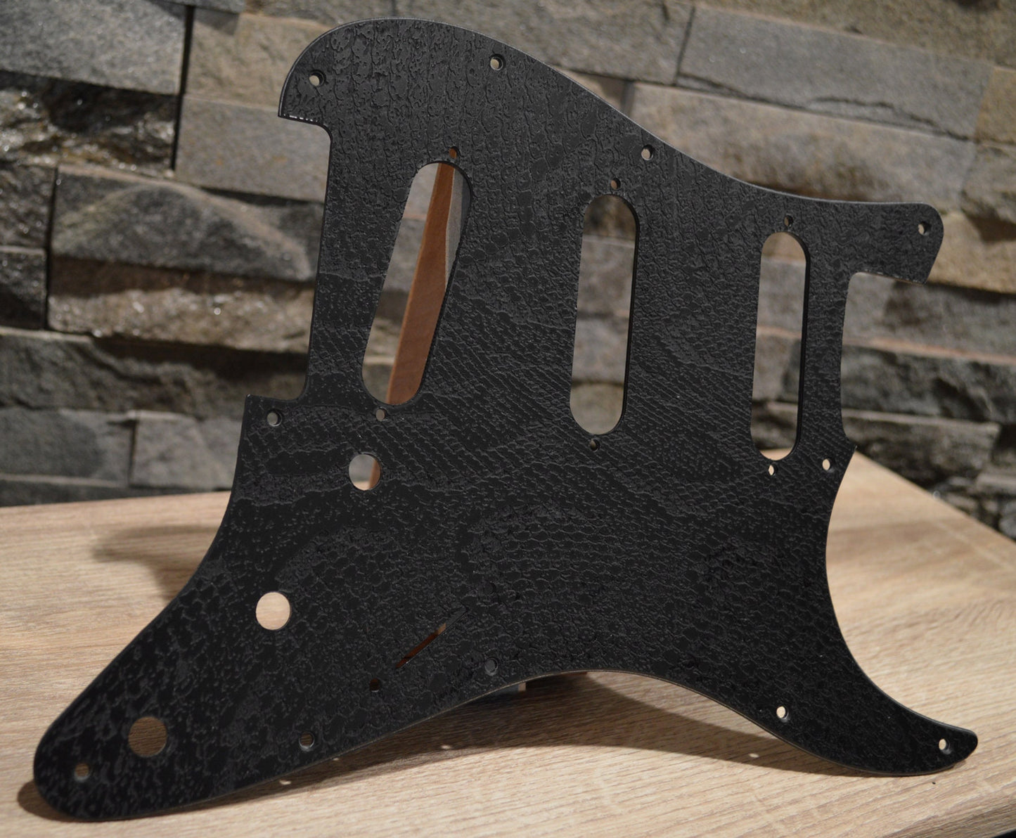 Custom Black Snakeskin Textured Pickguard - Fits Fender Stratocaster - USA Made