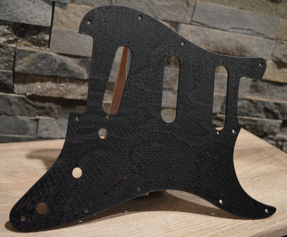 Custom Black Snakeskin Textured Pickguard - Fits Fender Stratocaster - USA Made