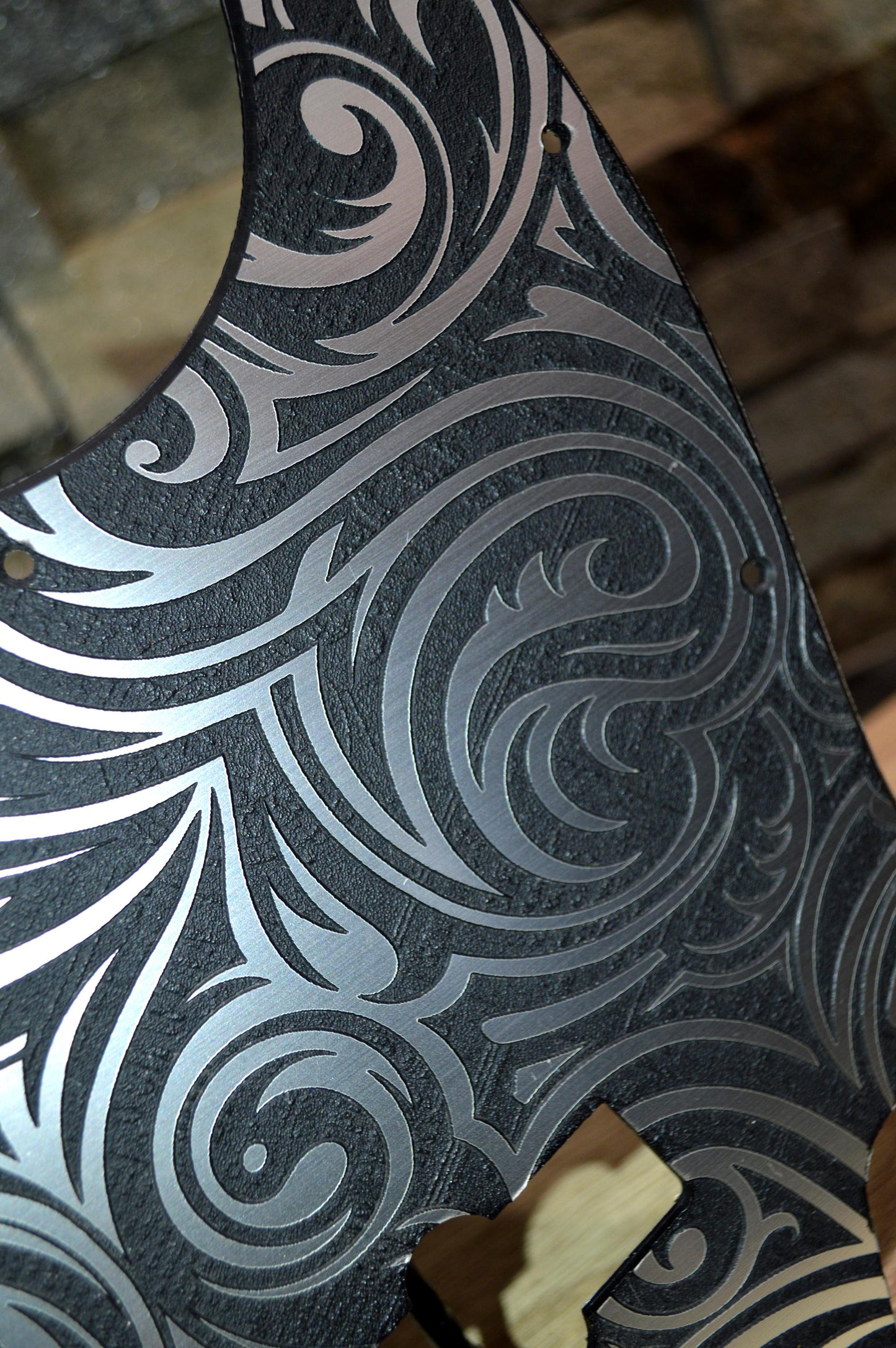 Faux Brushed Aluminum  Double Textured Swirl Jazz Bass Pickguard Fits Fender USA - Plastic