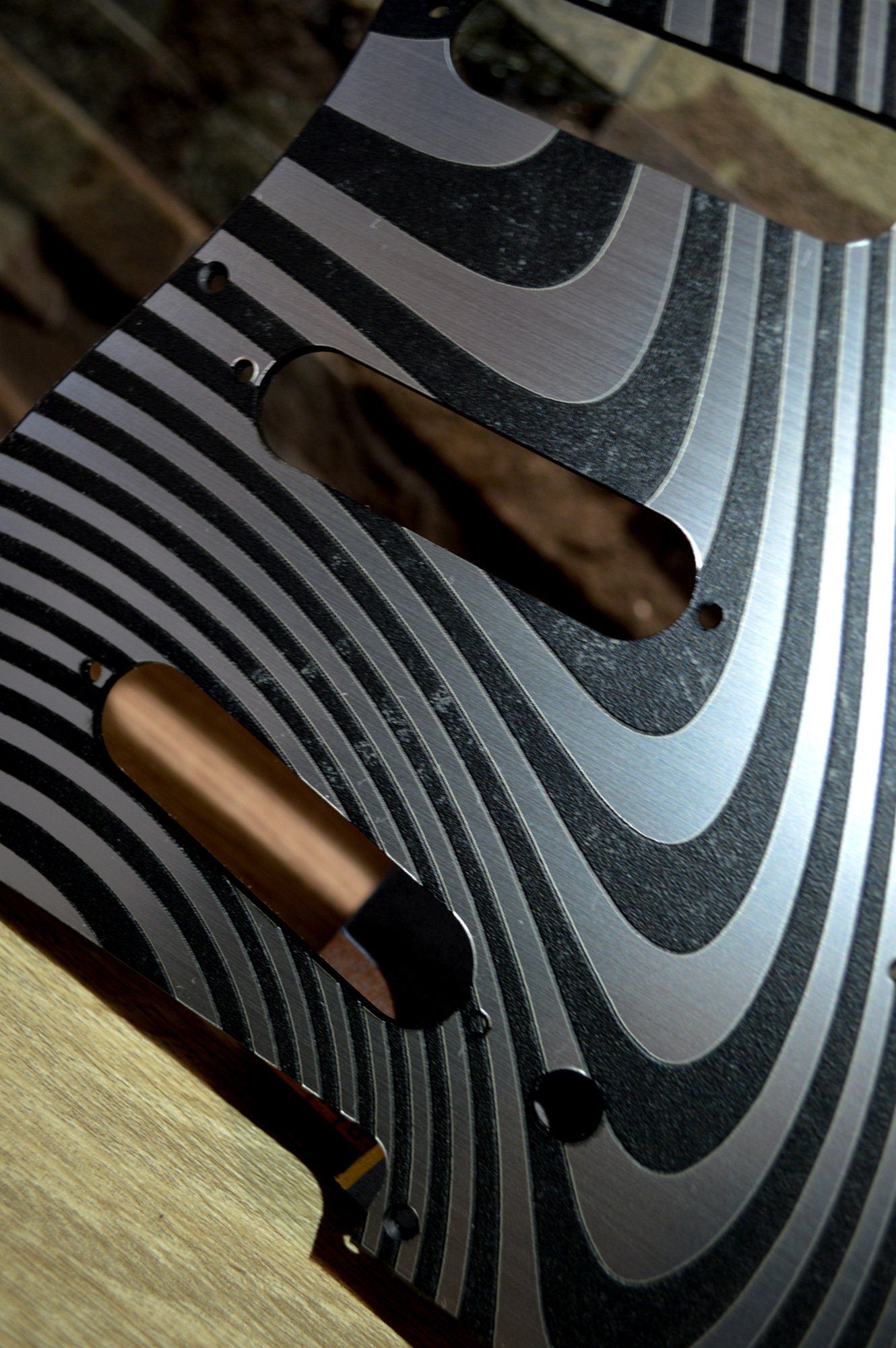 Faux Brushed Aluminum Illusionist 1 Pickguard - Fits Fender Stratocaster - USA Made