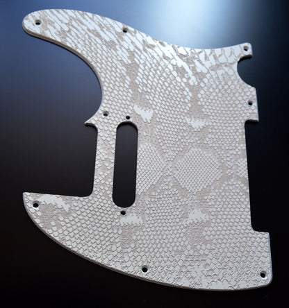 Custom White Snakeskin Textured Pickguard - Fits Fender Telecaster - USA Made
