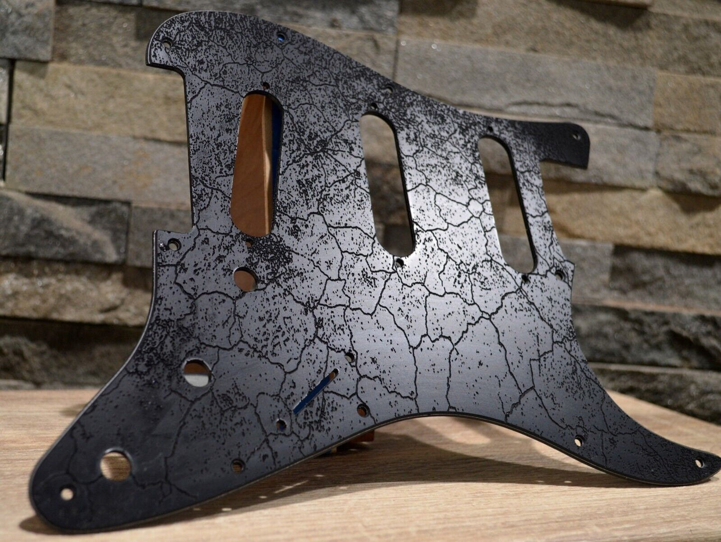 Custom Black Crackle Textured Pickguard - Fits Fender Stratocaster - USA Made