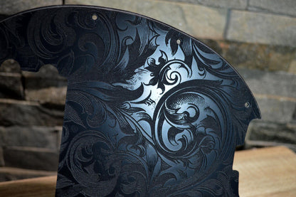 Custom Textured Psychedelic Floral Textured Pickguard - Original Ernie Ball Music Man StingRay 4 Bass - Black